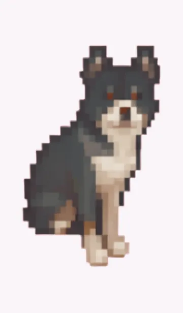 [LINE着せ替え] 黒い犬のドット絵のきせかえ Purple 03の画像1