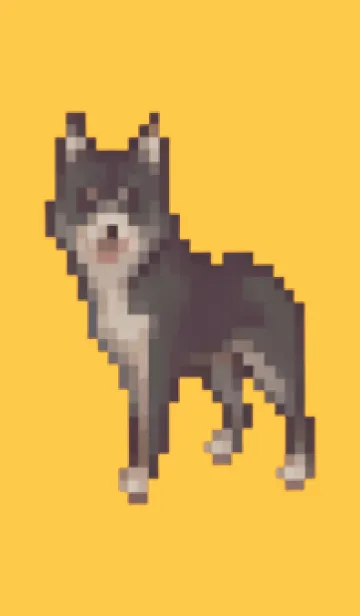 [LINE着せ替え] 黒い犬のドット絵のきせかえ Yellow 03の画像1