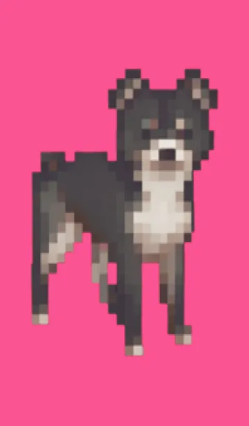 [LINE着せ替え] 黒い犬のドット絵のきせかえ Pink 01の画像1