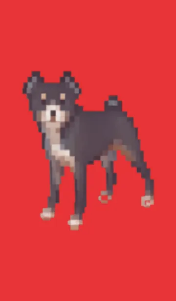 [LINE着せ替え] 黒い犬のドット絵のきせかえ Red 04の画像1