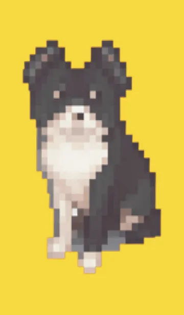 [LINE着せ替え] 黒い犬のドット絵のきせかえ Yellow 01の画像1