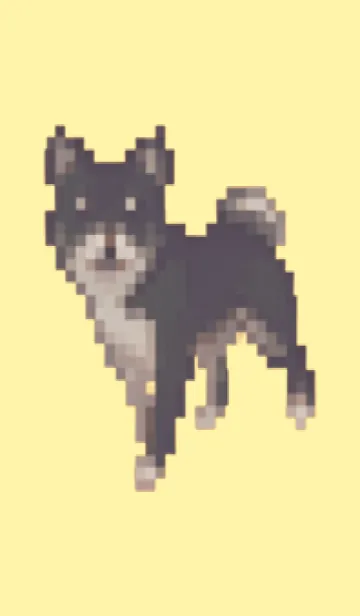 [LINE着せ替え] 黒い犬のドット絵のきせかえ Yellow 05の画像1