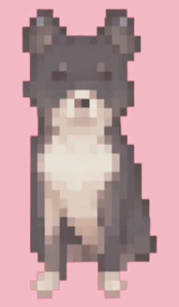 [LINE着せ替え] 黒い犬のドット絵のきせかえ Pink 05の画像1