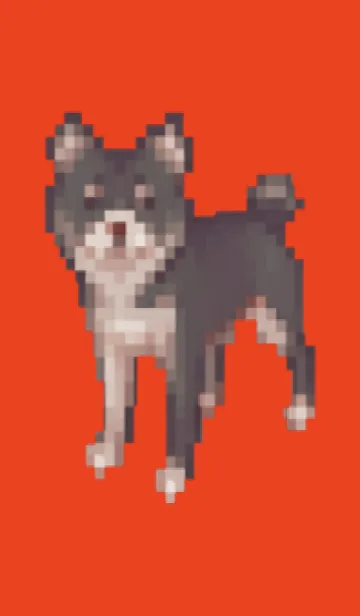 [LINE着せ替え] 黒い犬のドット絵のきせかえ Red 02の画像1