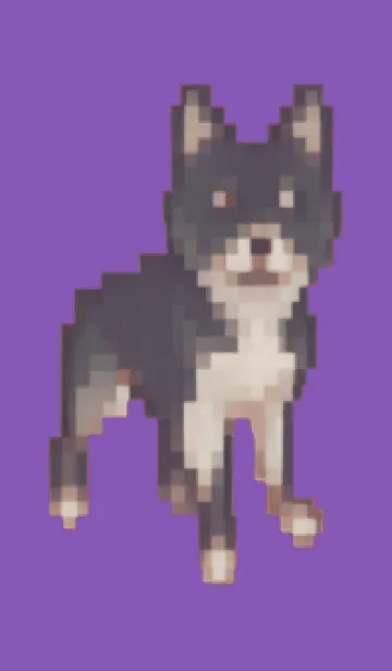 [LINE着せ替え] 黒い犬のドット絵のきせかえ Purple 01の画像1