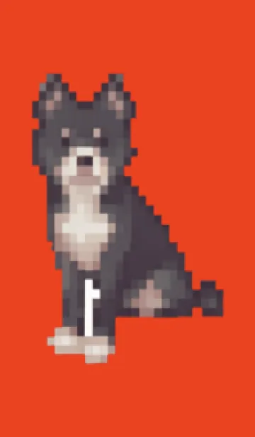 [LINE着せ替え] 黒い犬のドット絵のきせかえ Red 03の画像1