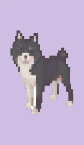 [LINE着せ替え] 黒い犬のドット絵のきせかえ Purple 04の画像1