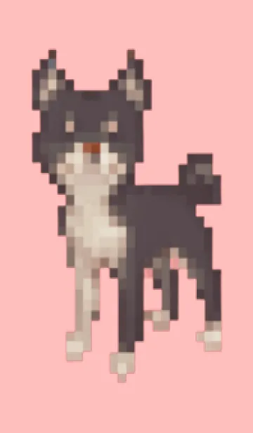 [LINE着せ替え] 黒い犬のドット絵のきせかえ Pink 02の画像1