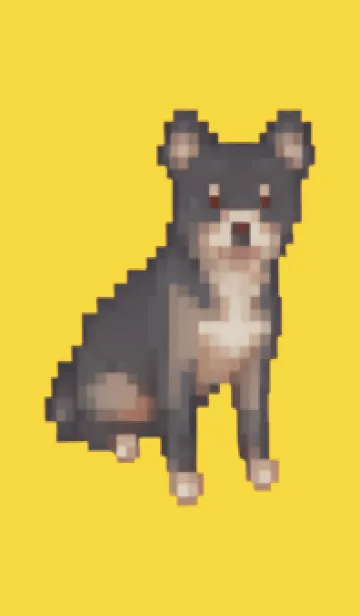 [LINE着せ替え] 黒い犬のドット絵のきせかえ Yellow 02の画像1