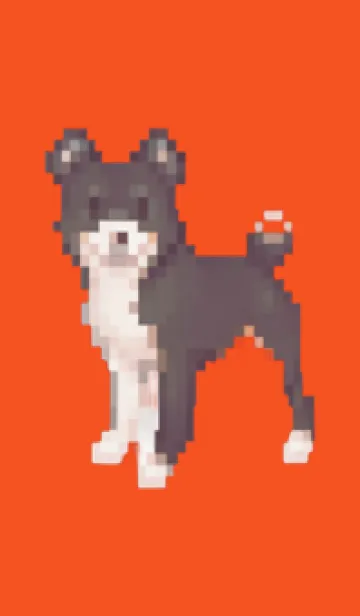 [LINE着せ替え] 黒い犬のドット絵のきせかえ Red 05の画像1