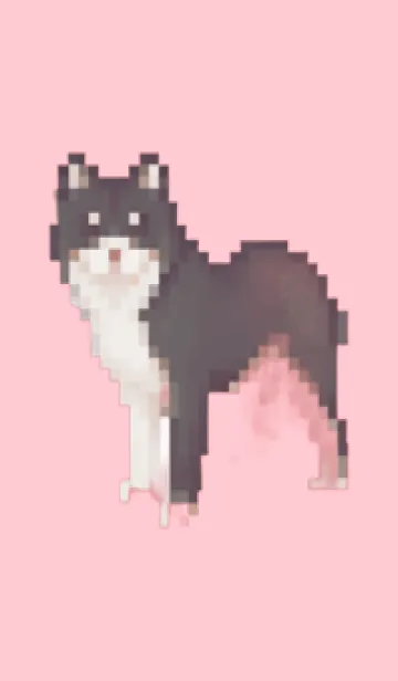 [LINE着せ替え] 黒い犬のドット絵のきせかえ Pink 03の画像1