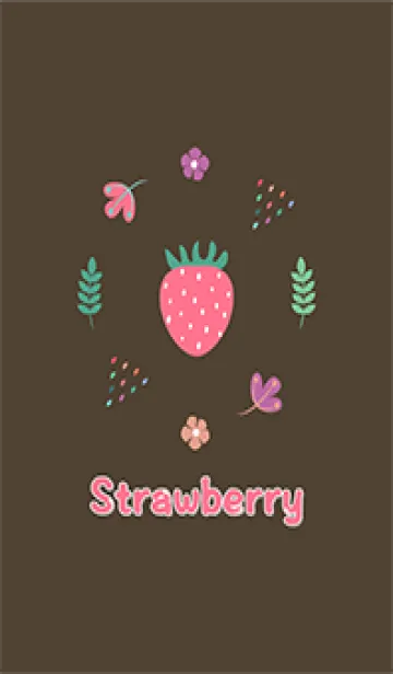 [LINE着せ替え] Fruit_Strawberry pattern(Brown)の画像1
