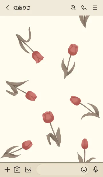 [LINE着せ替え] 春をうたうチューリップ【ベージュ×赤】の画像2