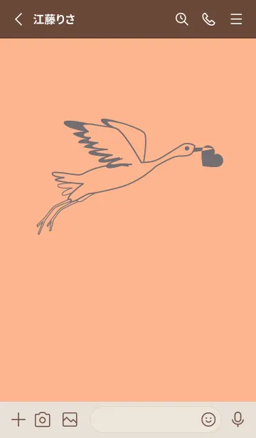 [LINE着せ替え] 鳥とハート ペールアプリコットの画像2