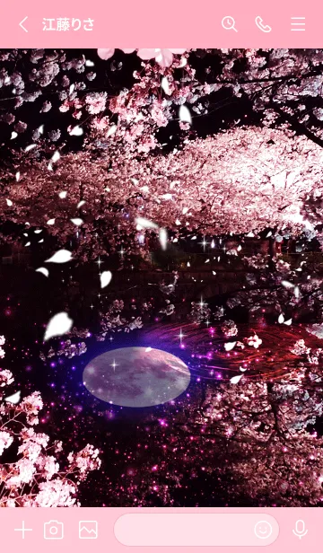 [LINE着せ替え] 運気上昇 桜とストロベリームーンの画像2