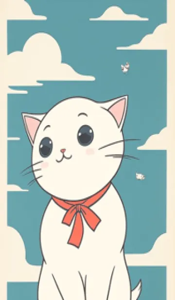 [LINE着せ替え] 快適な良い一日 - 可愛い白猫 QkDV2の画像1