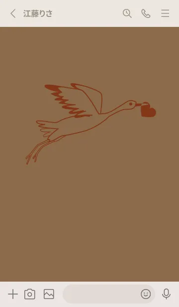 [LINE着せ替え] 鳥とハート ブリックレッドの画像2