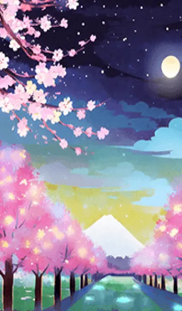 美しい夜桜の着せかえ#559の着せ替えメイン画像