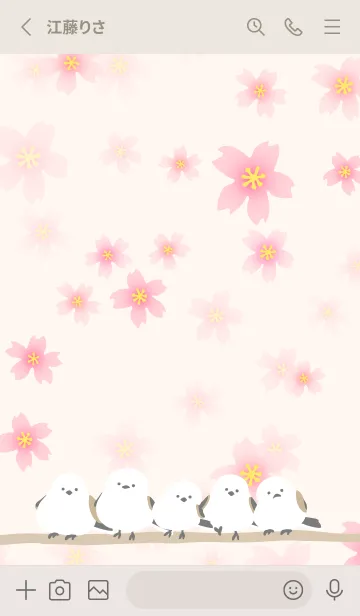 [LINE着せ替え] シマエナガ 桜咲く20の画像2