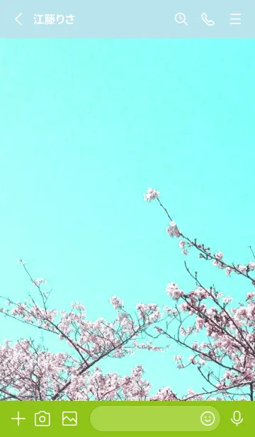 [LINE着せ替え] 幸せ桜と青空の着せかえ/ブルーグリーンの画像2