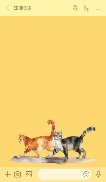 [LINE着せ替え] light yellow 二匹の猫の画像2