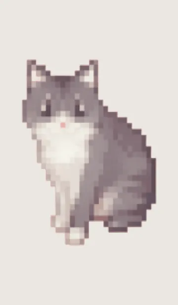 [LINE着せ替え] 黒いネコのドット絵のきせかえ Beige 01の画像1