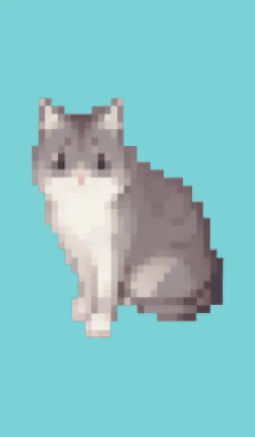 [LINE着せ替え] 黒いネコのドット絵のきせかえ Beige 04の画像1