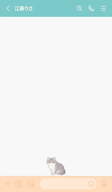 [LINE着せ替え] 黒いネコのドット絵のきせかえ Beige 04の画像2