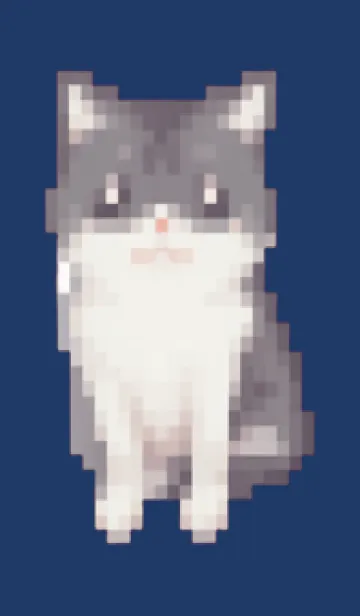 [LINE着せ替え] 黒いネコのドット絵のきせかえ Beige 05の画像1