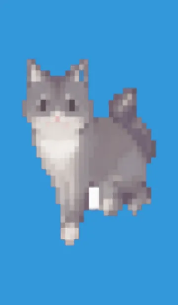 [LINE着せ替え] 黒いネコのドット絵のきせかえ Blue 01の画像1