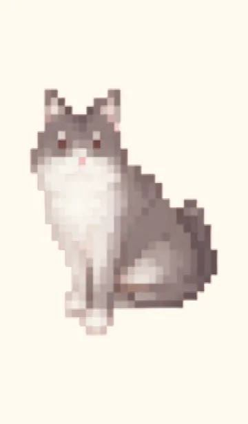 [LINE着せ替え] 黒いネコのドット絵のきせかえ Brown 04の画像1