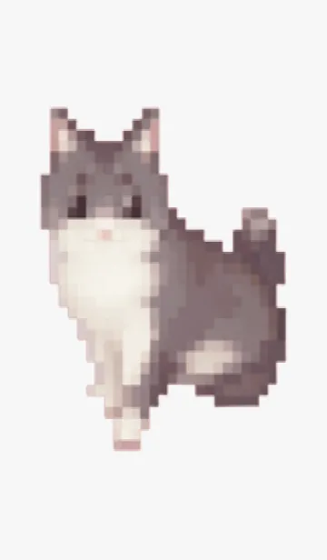 [LINE着せ替え] 黒いネコのドット絵のきせかえ Green 02の画像1