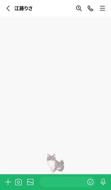 [LINE着せ替え] 黒いネコのドット絵のきせかえ Green 02の画像2