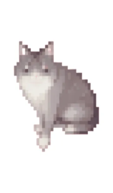 [LINE着せ替え] 黒いネコのドット絵のきせかえ Green 04の画像1