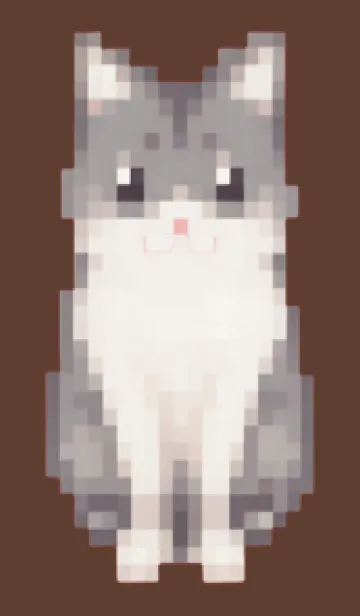 [LINE着せ替え] 黒いネコのドット絵のきせかえ Brown 01の画像1