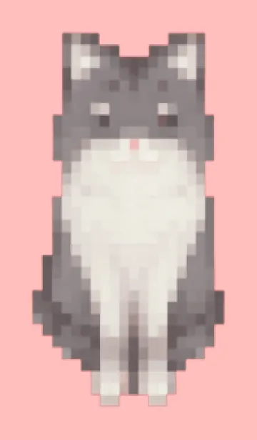 [LINE着せ替え] 黒いネコのドット絵のきせかえ Pink 02の画像1