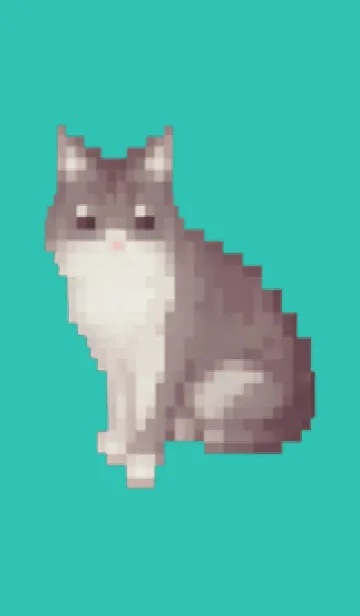 [LINE着せ替え] 黒いネコのドット絵のきせかえ Green 08の画像1