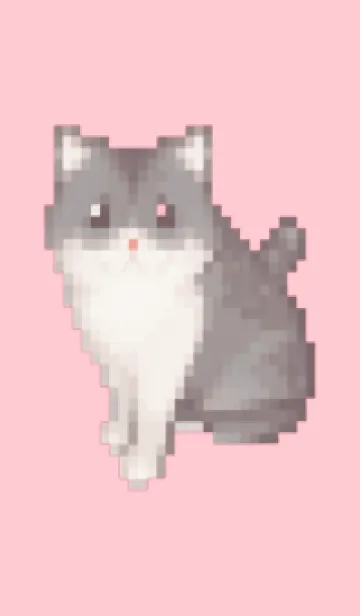 [LINE着せ替え] 黒いネコのドット絵のきせかえ Pink 03の画像1