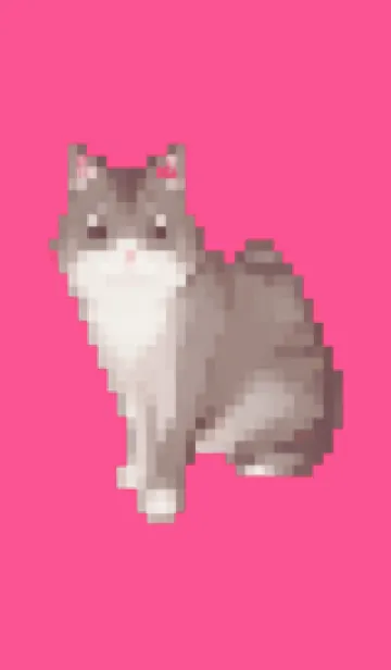 [LINE着せ替え] 黒いネコのドット絵のきせかえ Pink 01の画像1