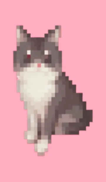 [LINE着せ替え] 黒いネコのドット絵のきせかえ Pink 04の画像1