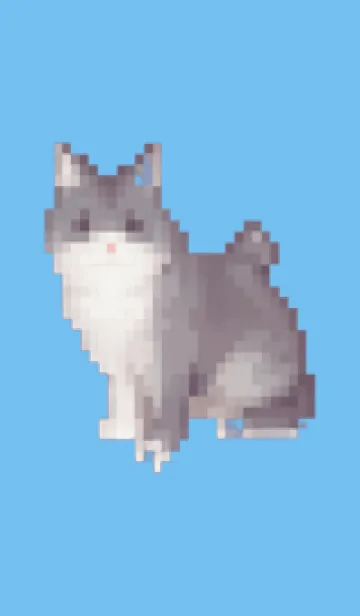 [LINE着せ替え] 黒いネコのドット絵のきせかえ Blue 05の画像1