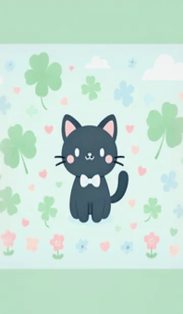 [LINE着せ替え] 幸運のクローバーと黒猫 20の画像1