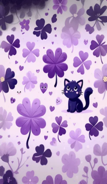 [LINE着せ替え] 幸運のクローバーと黒猫 15の画像1