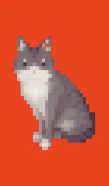 [LINE着せ替え] 黒いネコのドット絵のきせかえ Red 03の画像1