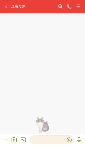 [LINE着せ替え] 黒いネコのドット絵のきせかえ Red 04の画像2