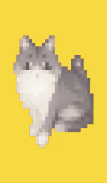 [LINE着せ替え] 黒いネコのドット絵のきせかえ Yellow 02の画像1