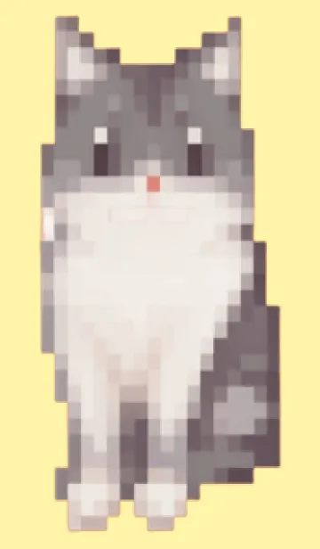 [LINE着せ替え] 黒いネコのドット絵のきせかえ Yellow 05の画像1