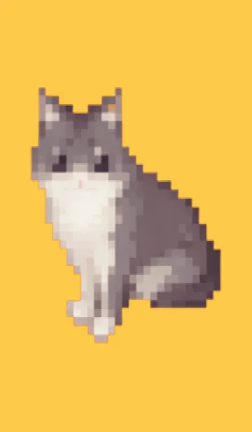 [LINE着せ替え] 黒いネコのドット絵のきせかえ Yellow 03の画像1