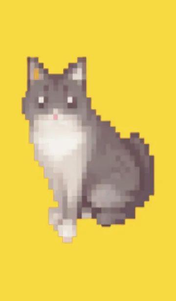 [LINE着せ替え] 黒いネコのドット絵のきせかえ Yellow 01の画像1