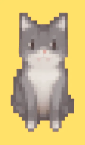 [LINE着せ替え] 黒いネコのドット絵のきせかえ Yellow 04の画像1